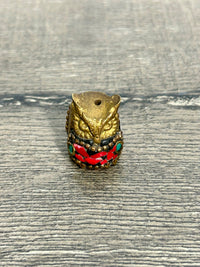 Small Metal & Stone Owl Incense Holder