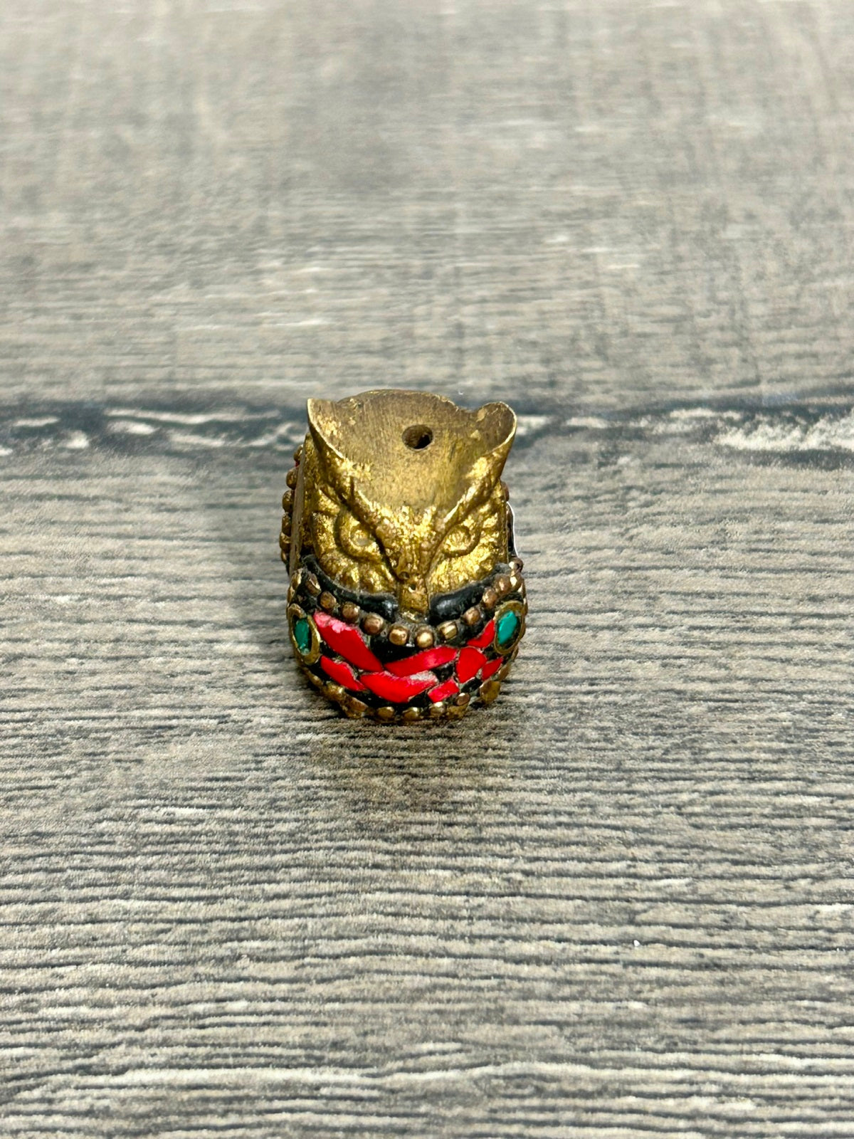 Small Metal & Stone Owl Incense Holder