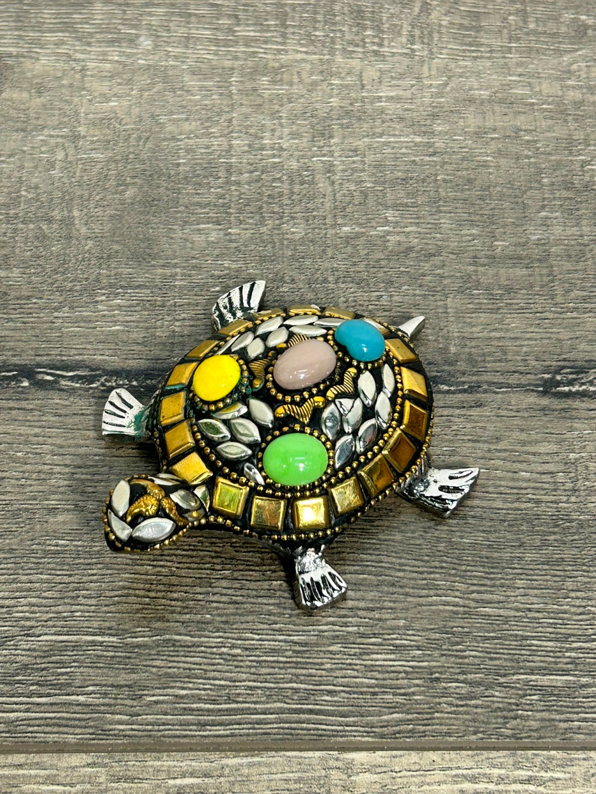 Metal & Stone Decorative Turtle