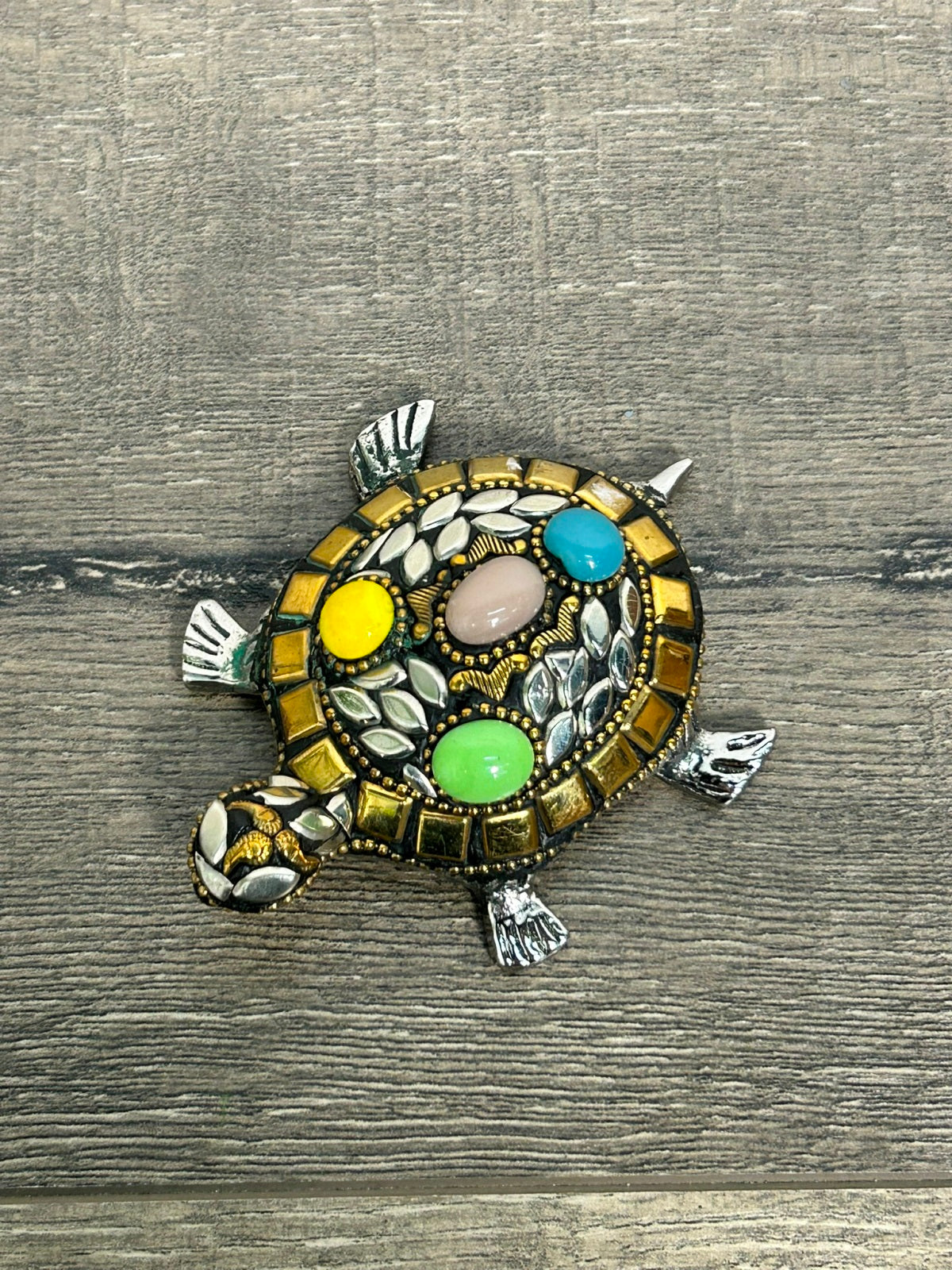 Metal & Stone Decorative Turtle
