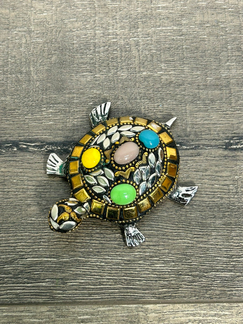 Metal & Stone Decorative Turtle