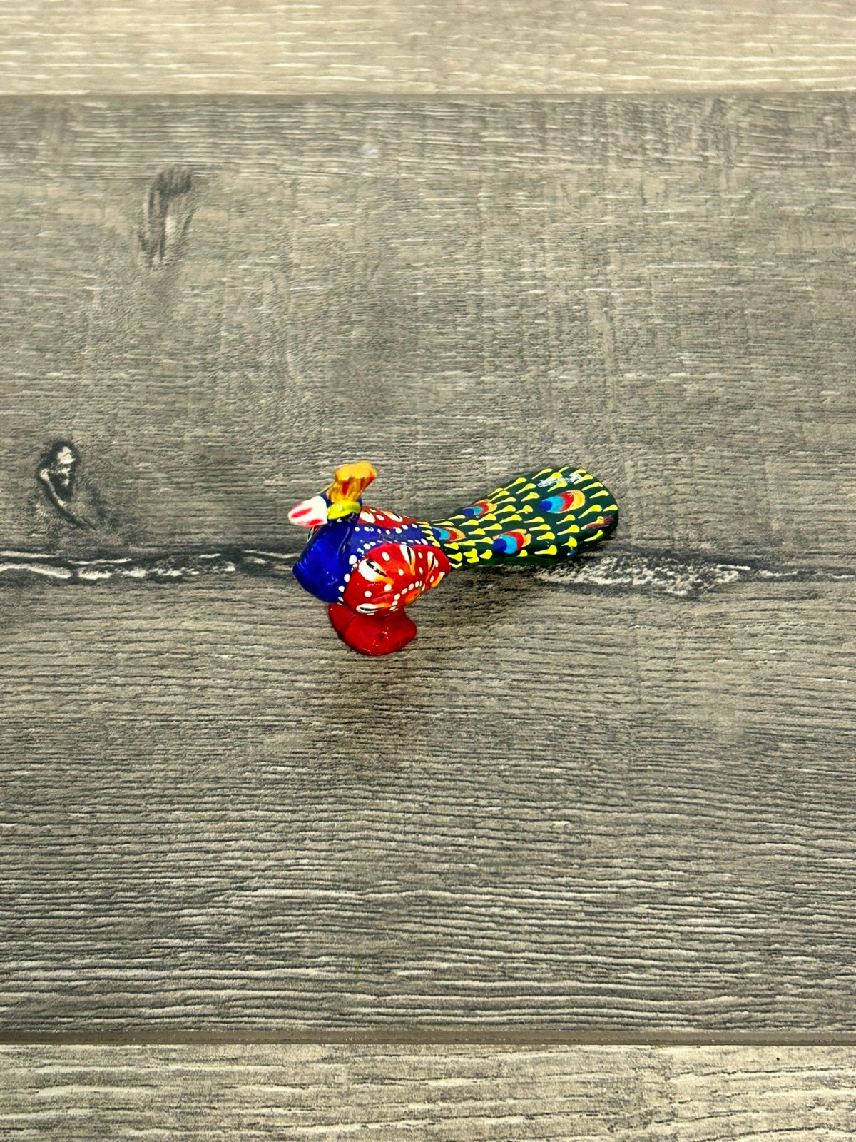 Small Metal Painted Peacock