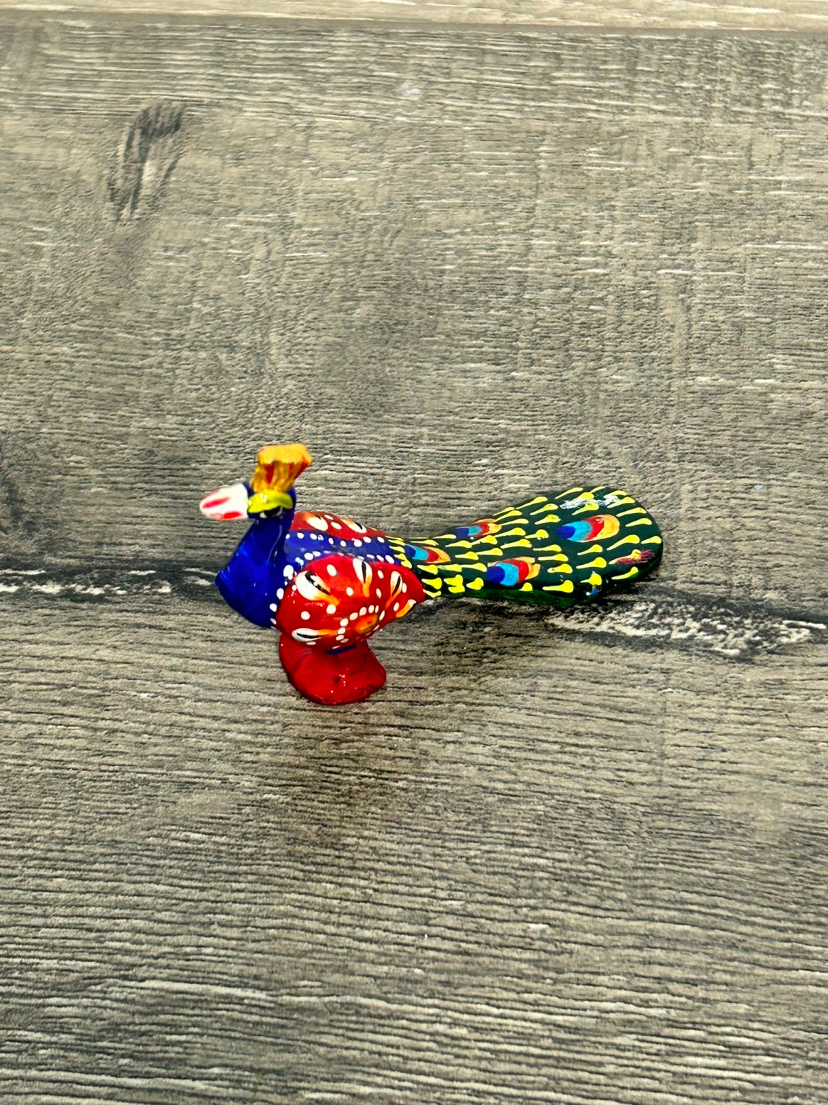 Small Metal Painted Peacock
