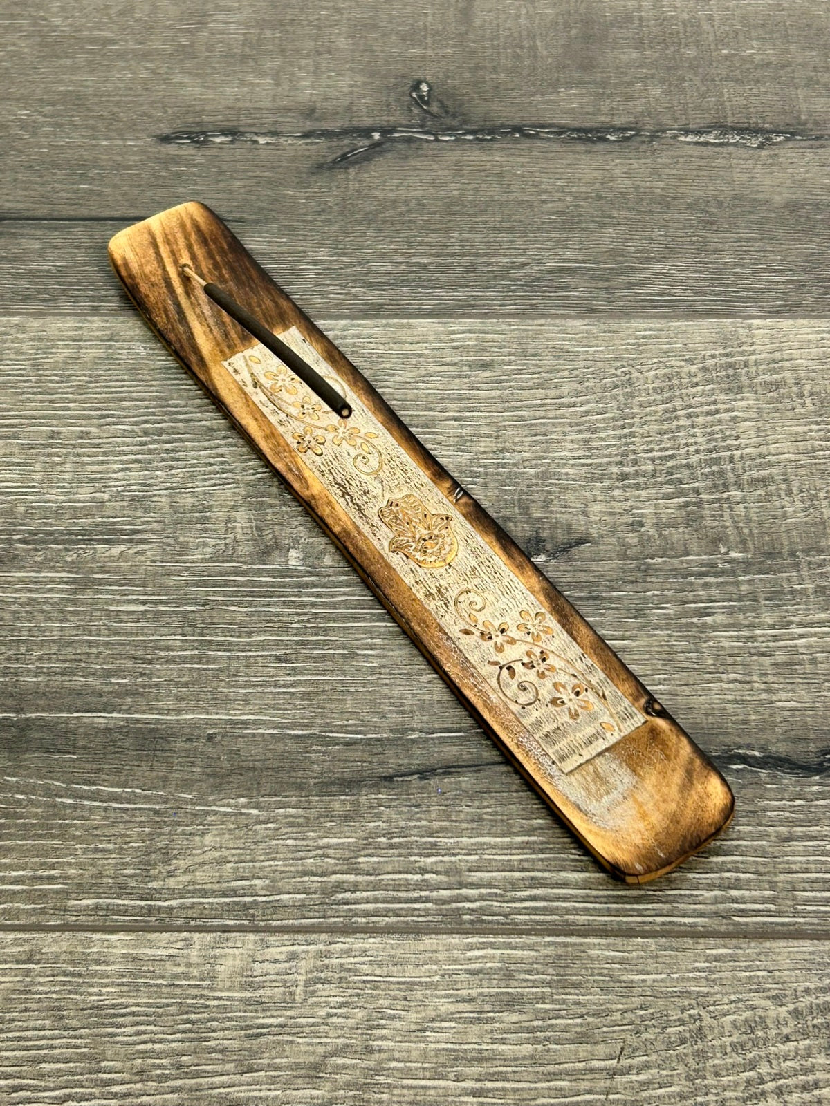Wooden Carved Hand Of Fatima Incense Holder