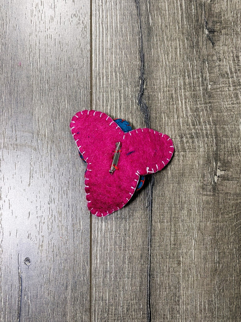 Felt Flower And Leaf Brooch