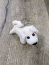Felt Dog with a Bow Keyring