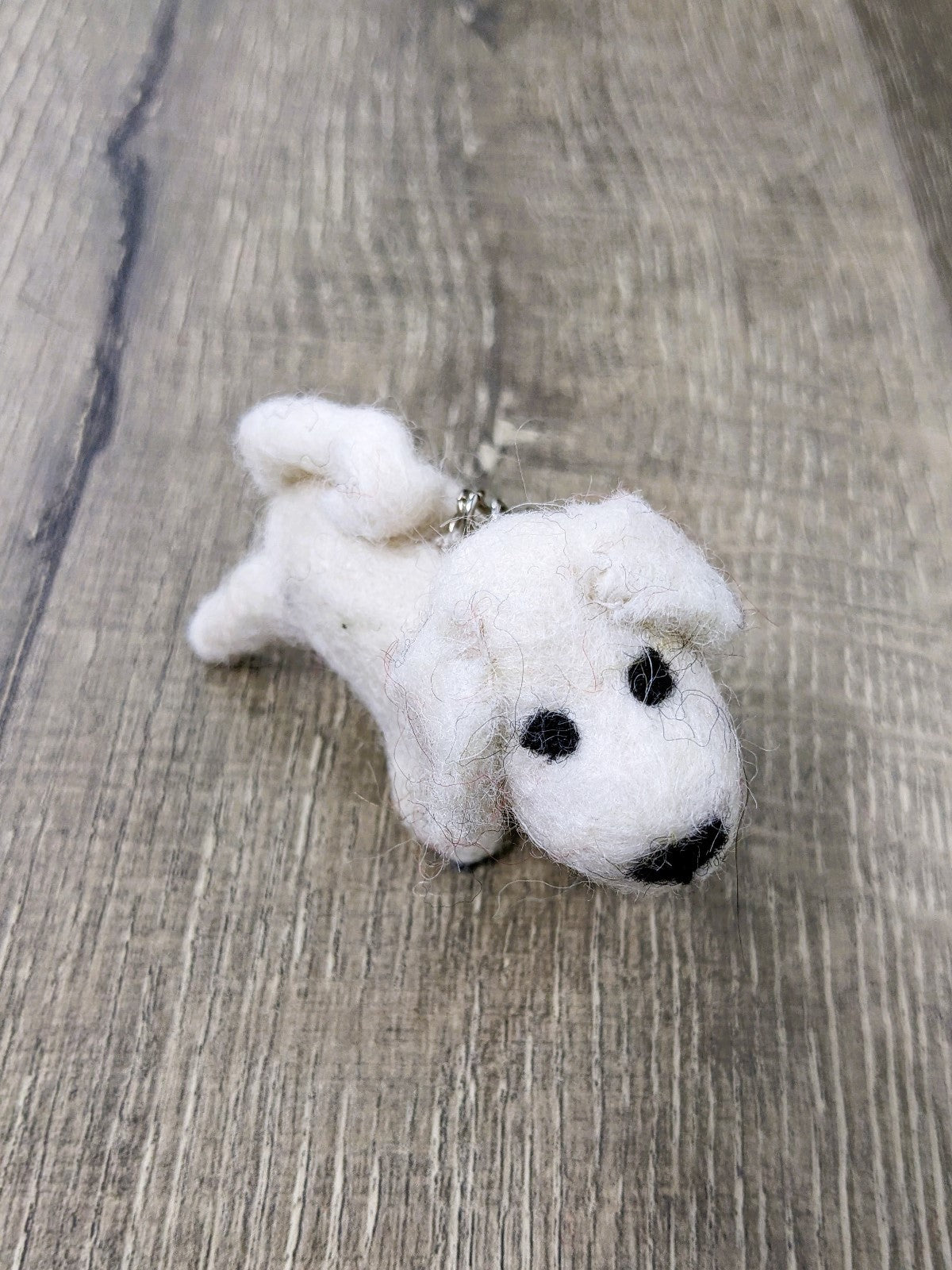 Felt Dog with a Bow Keyring