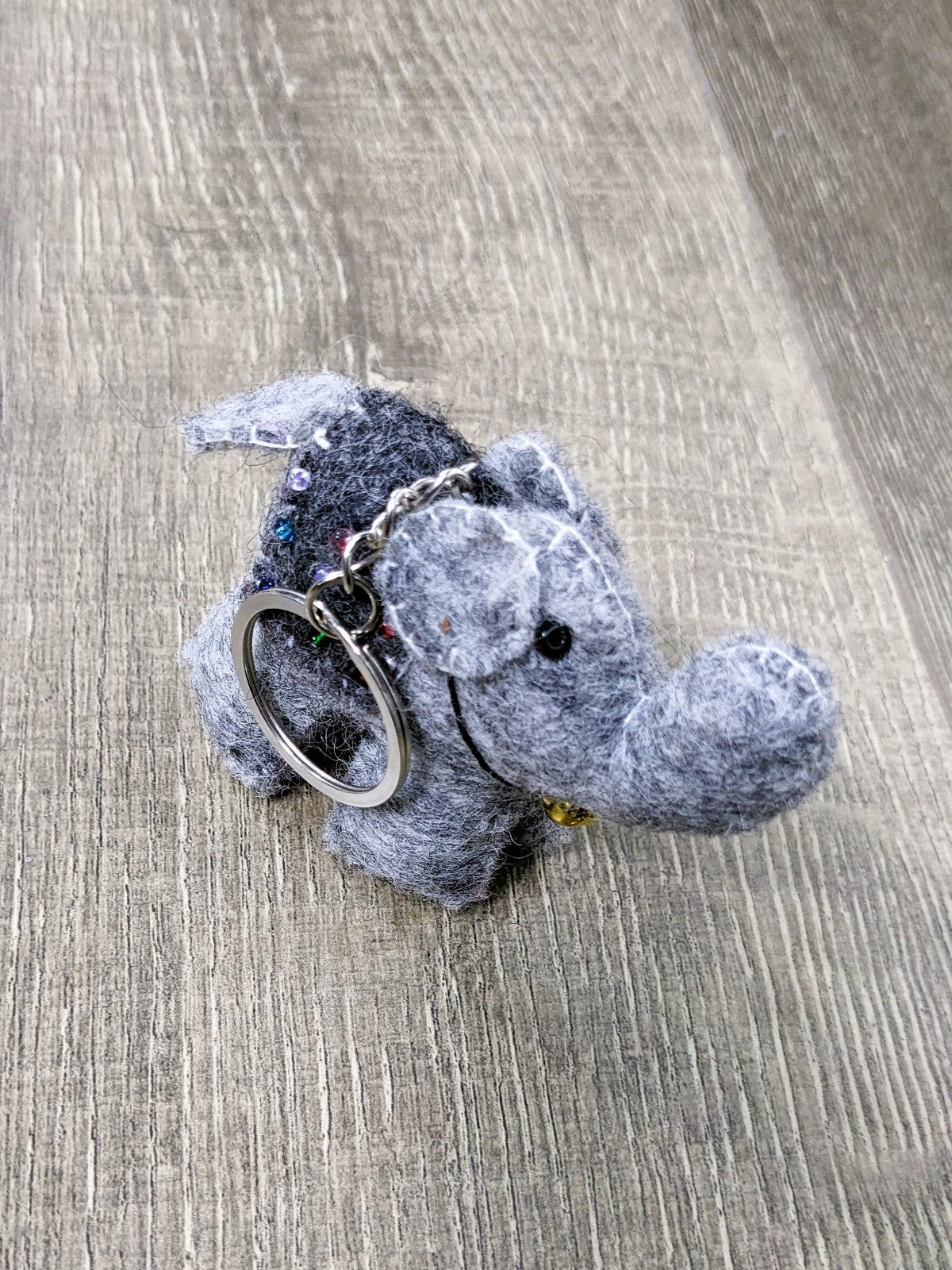 Felt Beaded Elephant Keyring