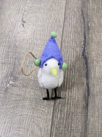Felt Hanging White Bird with Hat