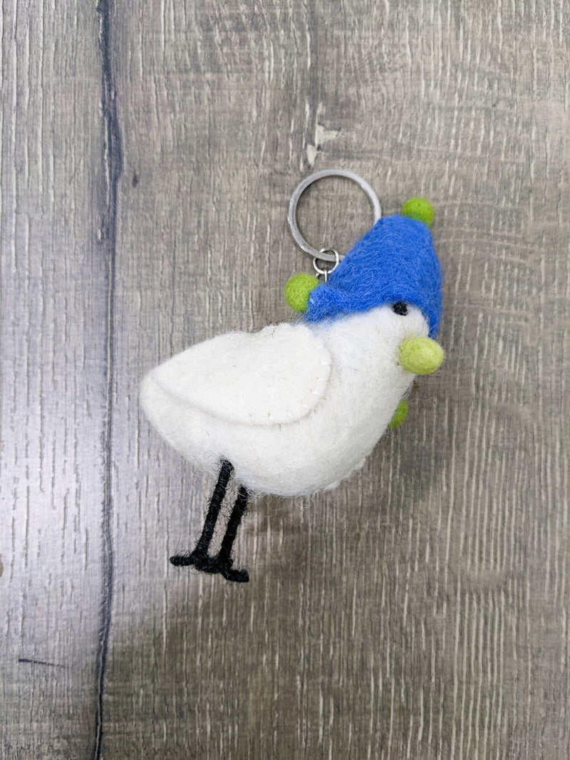 Felt White Bird Keyring