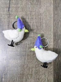 Felt White Bird Keyring