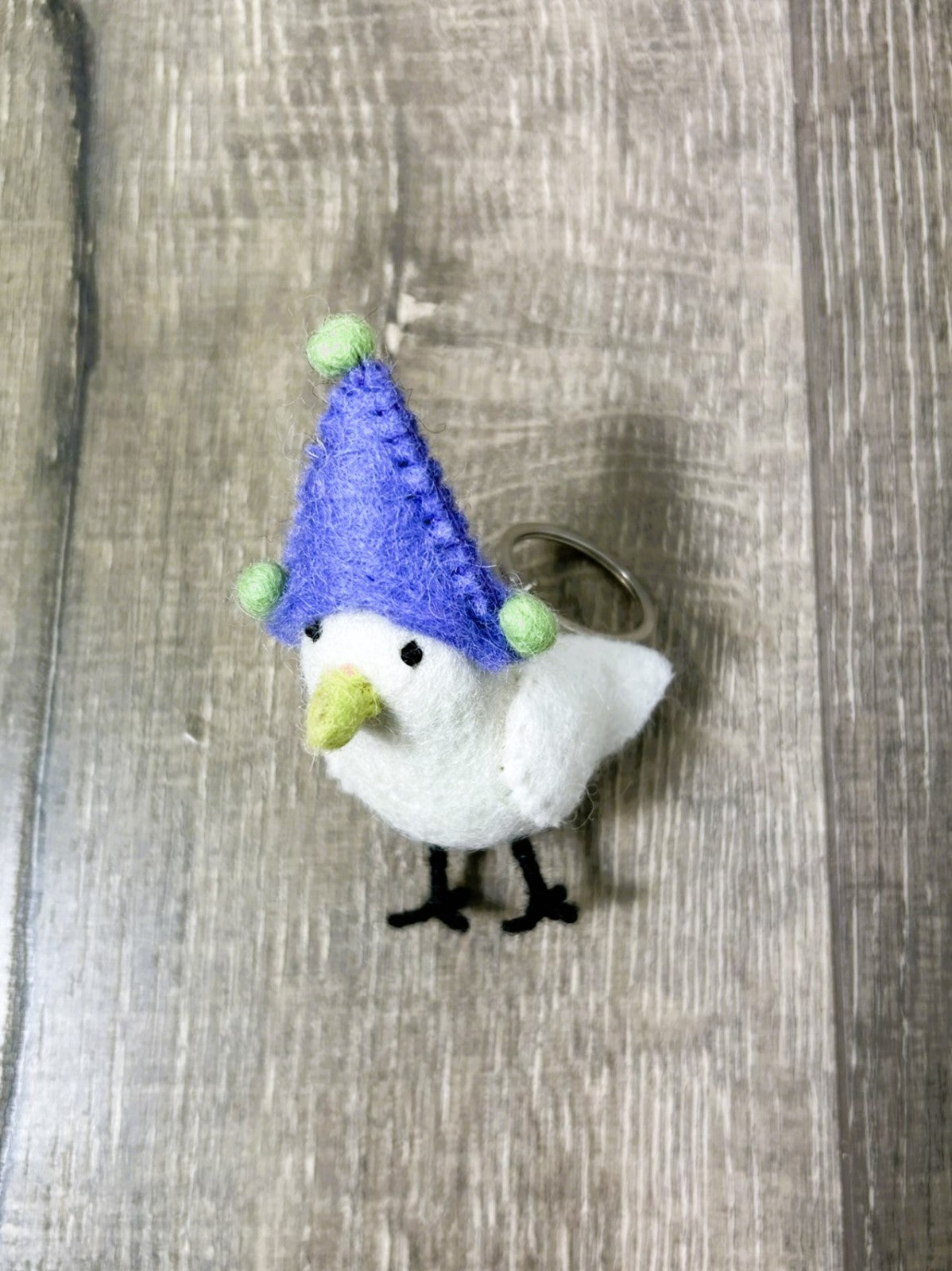 Felt White Bird Keyring