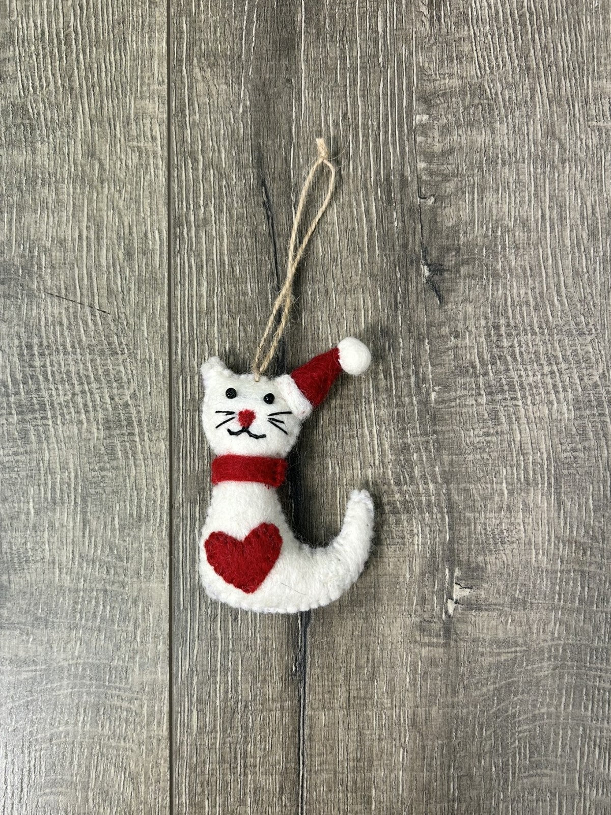 Felt Cat With Christmas Hat