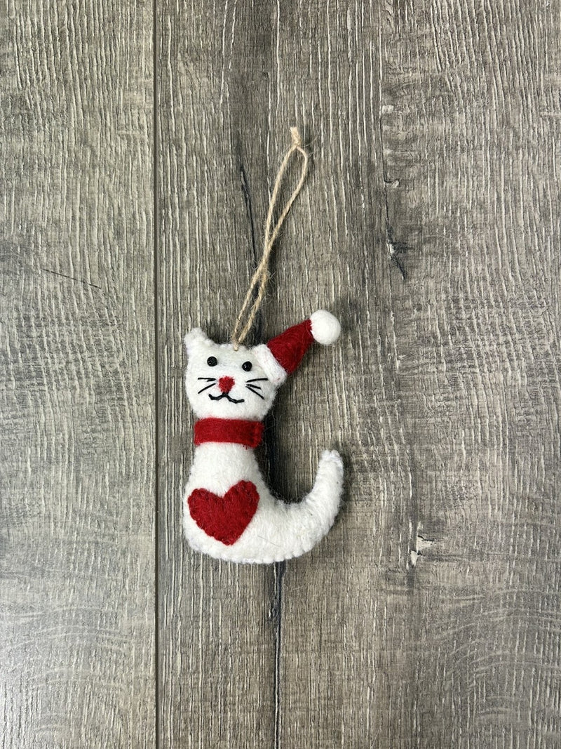 Felt Cat With Christmas Hat