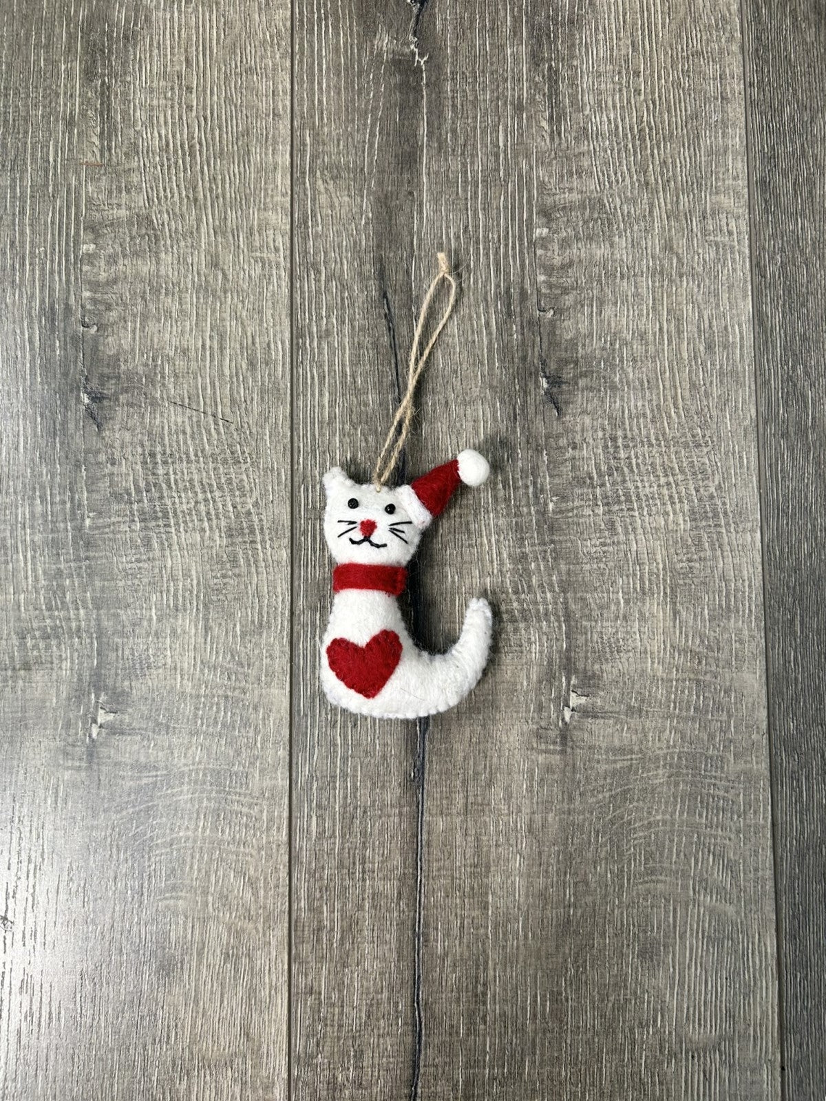 Felt Cat With Christmas Hat