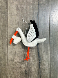 Felt Stork & Baby Hanging
