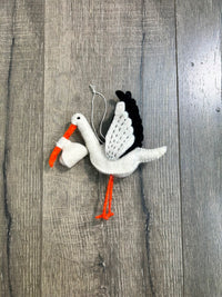 Felt Stork & Baby Hanging