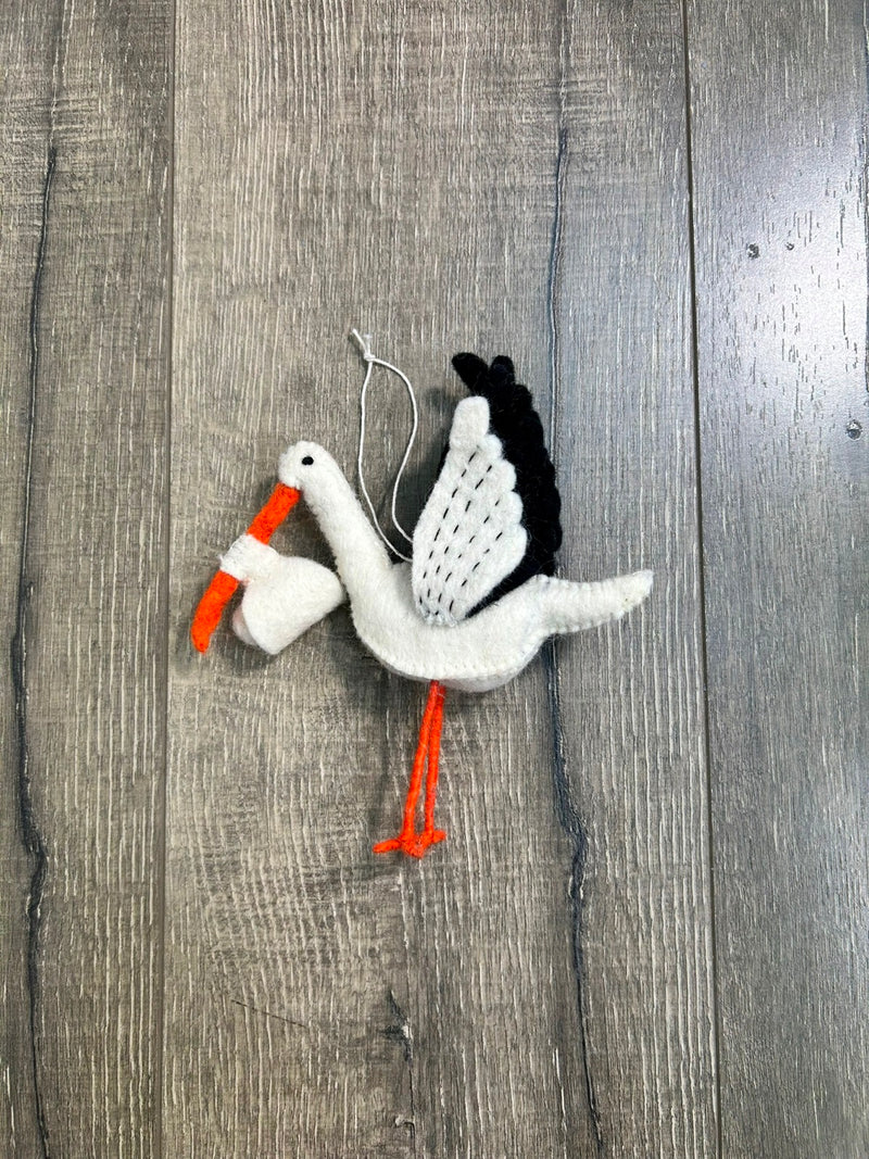 Felt Stork & Baby Hanging