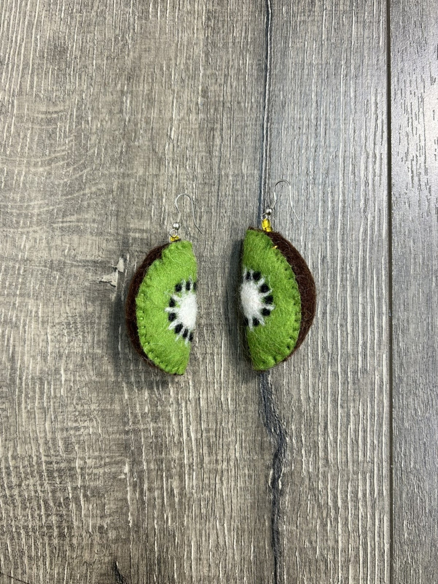 Felt Kiwi Earrings