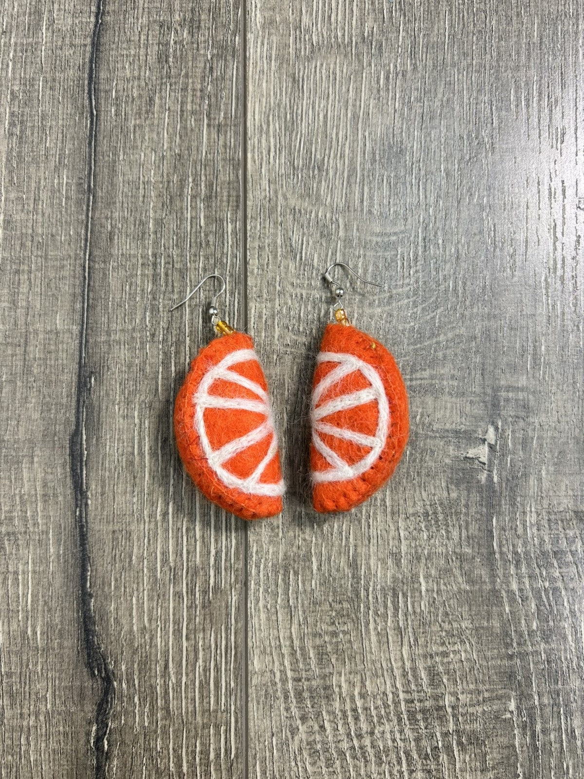 Felt Orange Earrings