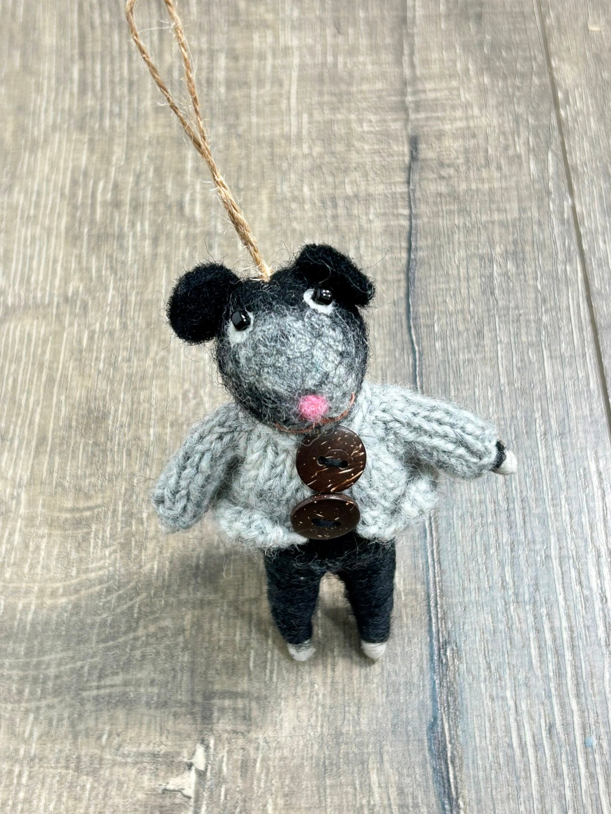 Felt Hanging Mouse In Cardigan