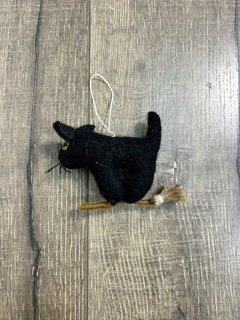 Felt Hanging Cat On Broomstick