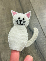 Felt White Cat Finger Puppet
