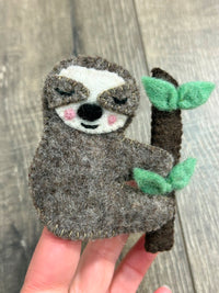 Felt Sloth Finger Puppet