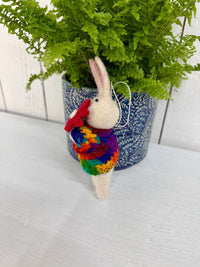 Hanging Felt Rabbit with Flowers