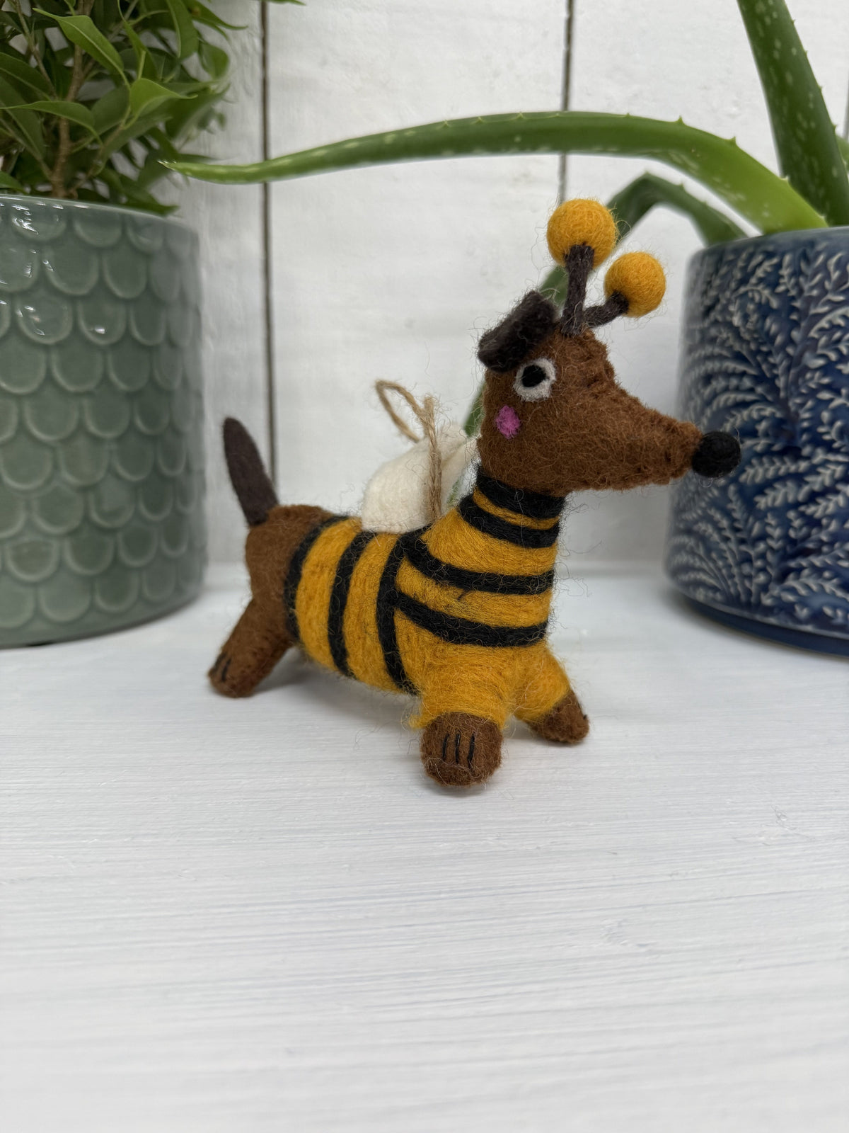 Felt Hanging Dog With Bee Outfit