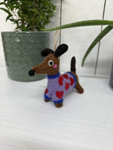 Felt Hanging Dog With Heart Jumper