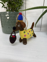 Felt Hanging Dog With Spotty Jumper
