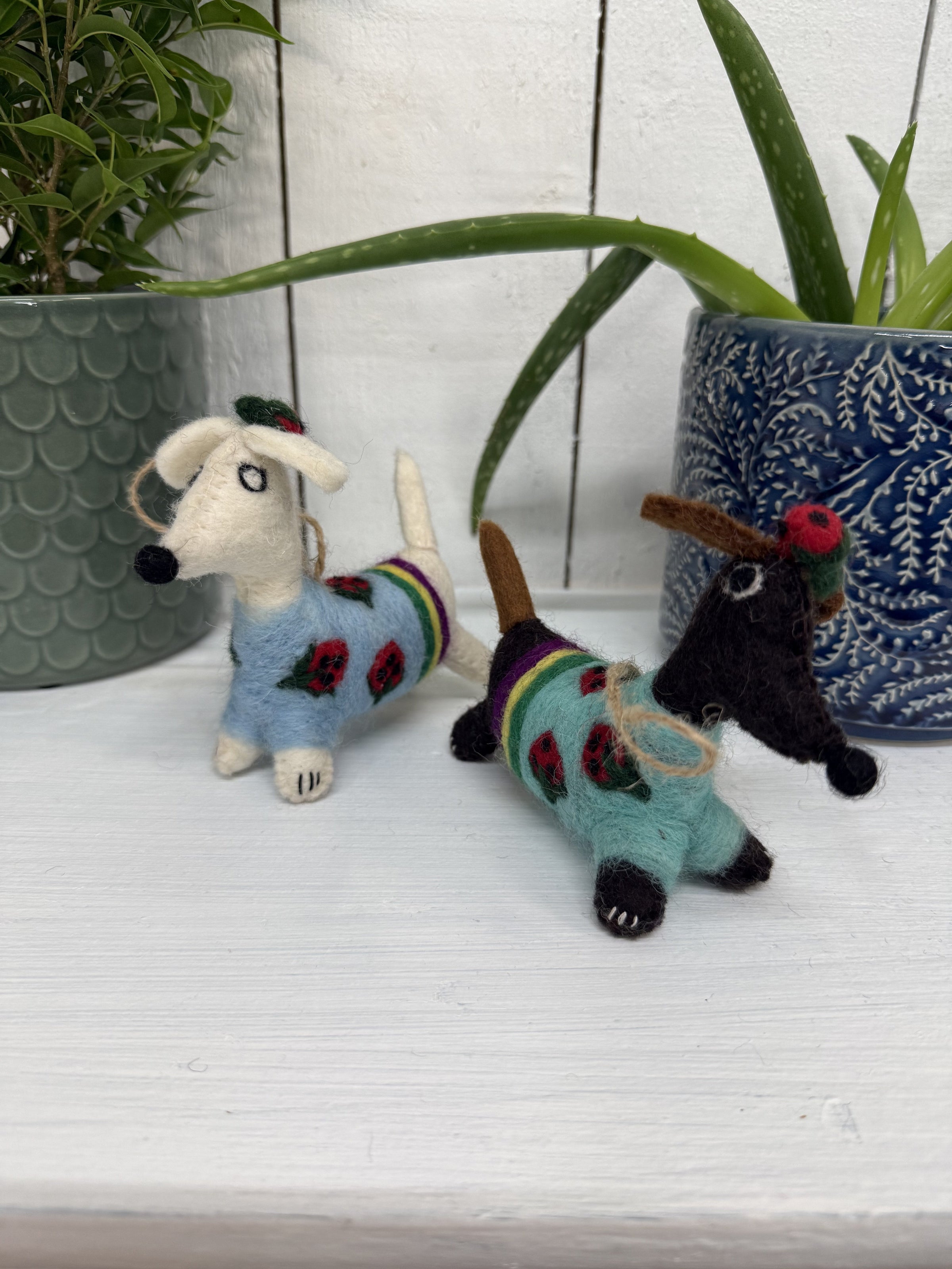 Felt Hanging Dog With Strawberry Jumper