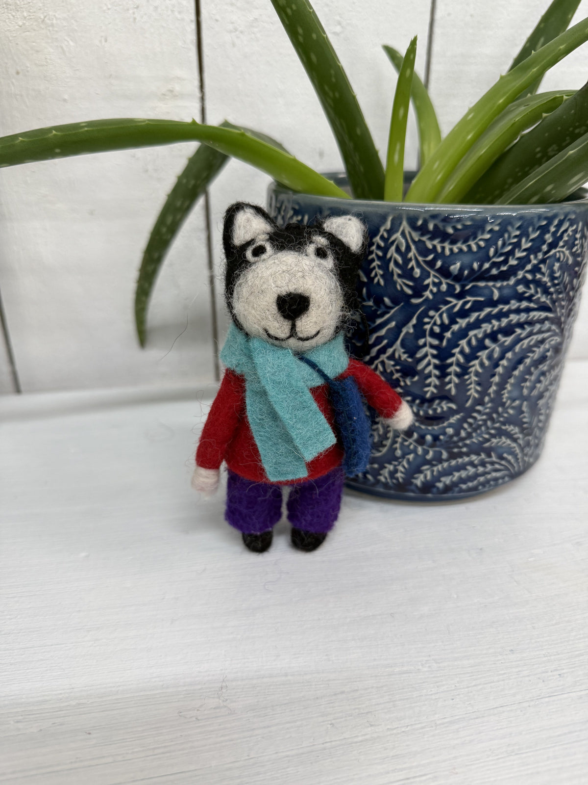 Felt Hanging Dog With Scarf & Bag