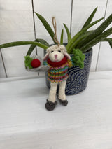 Felt Hanging Skater Sheep in Jumper