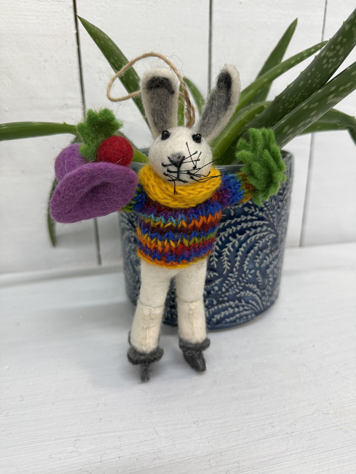 Felt Hanging Skater Rabbit in Jumper