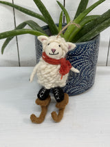Felt Hanging Skater Sheep With Scarf