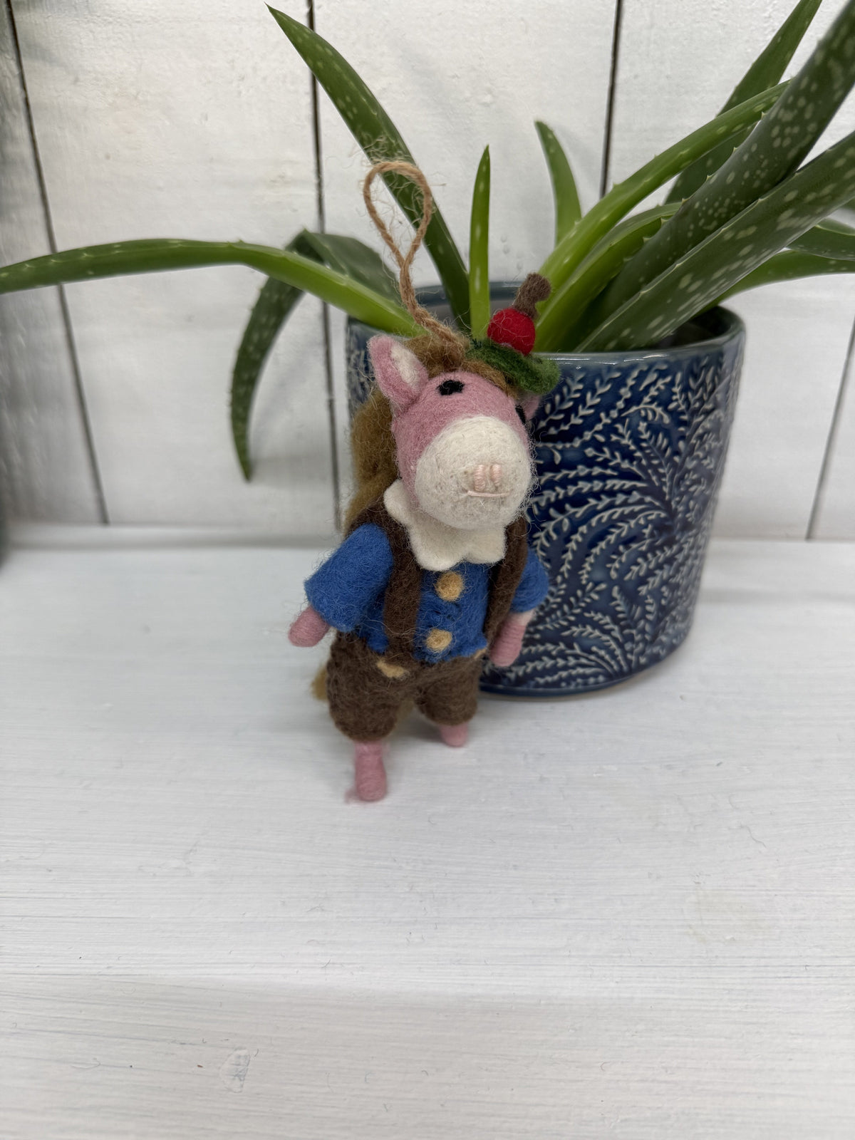 Felt Hanging Horse In Dungarees
