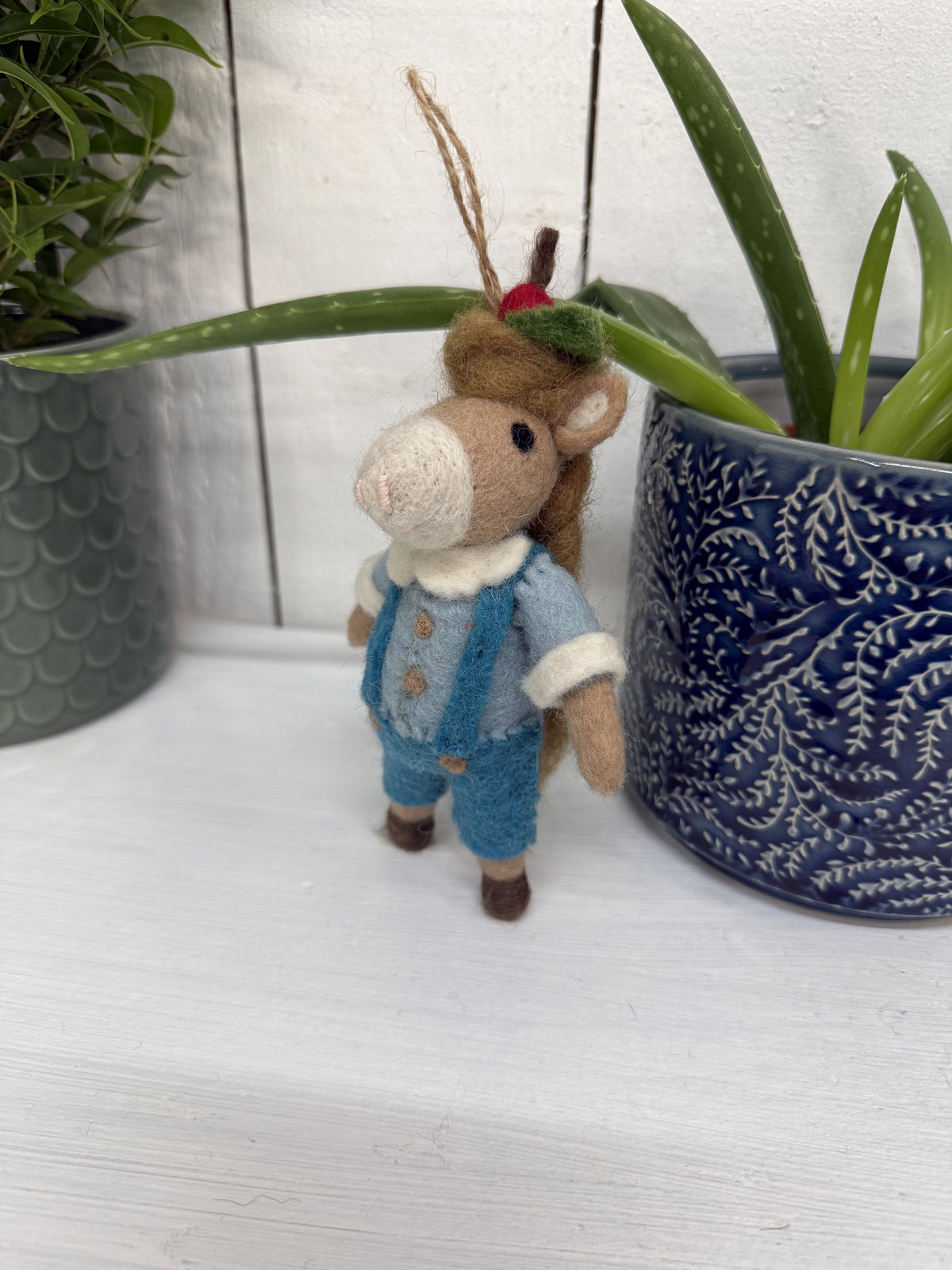 Felt Hanging Horse In Dungarees