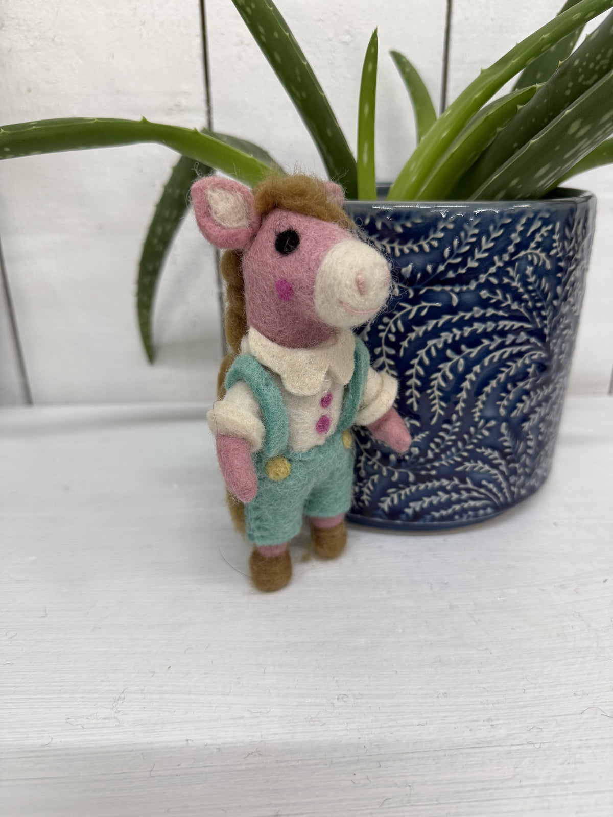 Felt Hanging Horse In Dungarees
