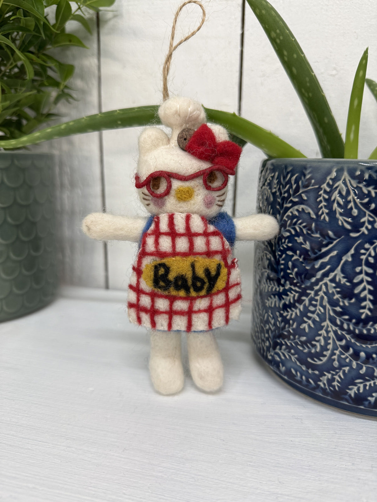 Felt Hanging Cat In Apron