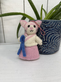 Felt Hanging Cat In Dress
