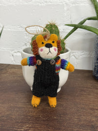 Felt Hanging Lion In Dungarees