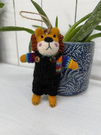 Felt Hanging Lion In Dungarees