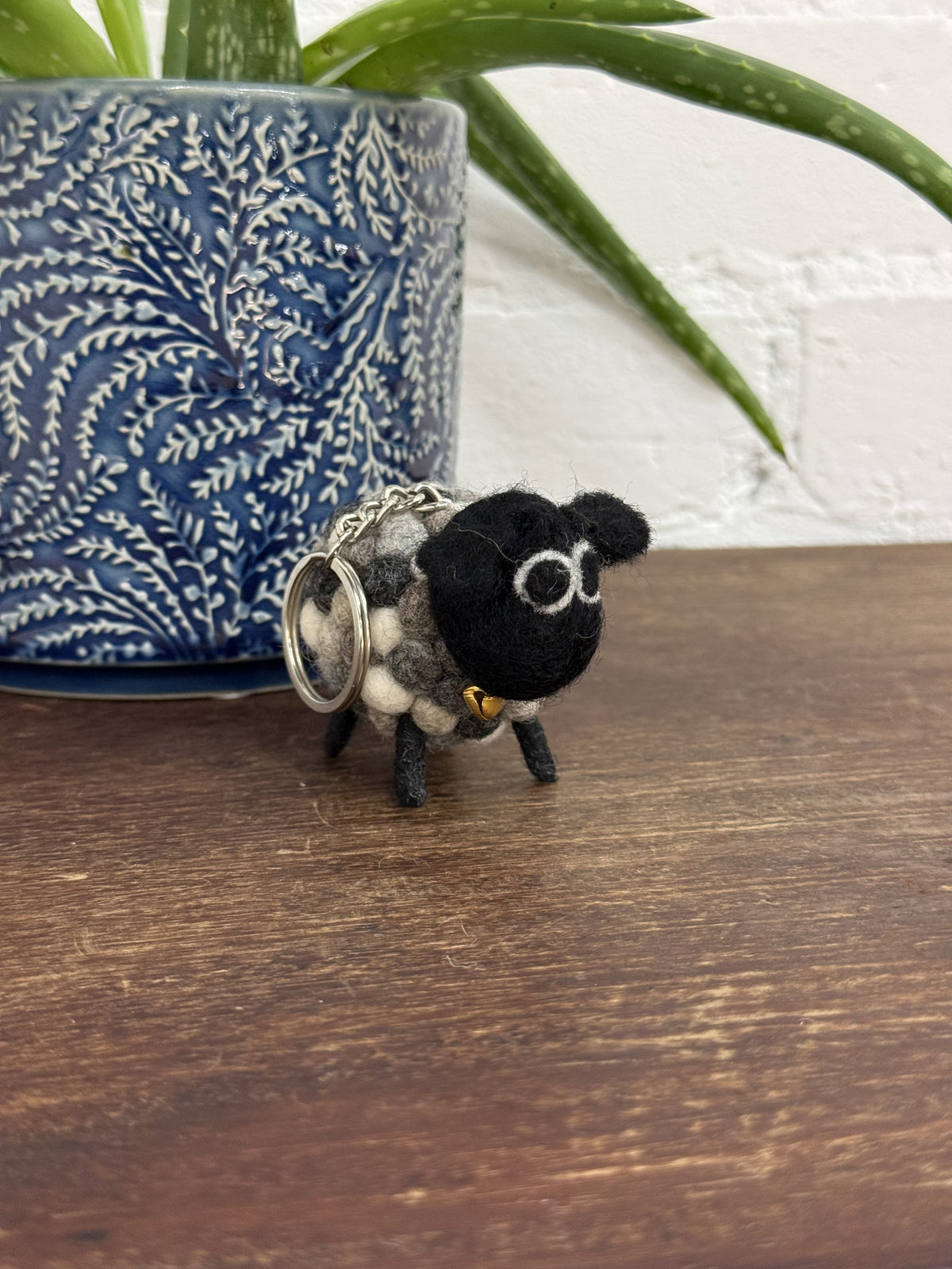 Grey Felt Sheep Keyring