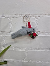 Felt Christmas Shark Keyring