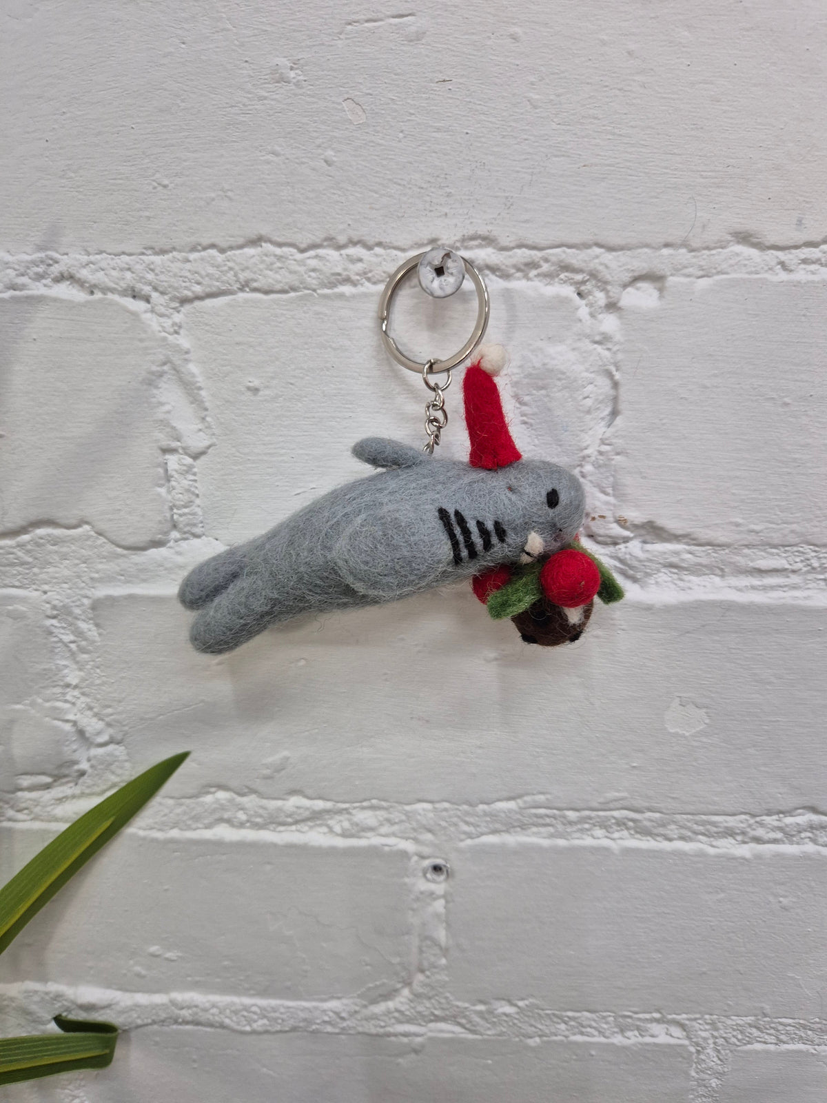 Felt Christmas Shark Keyring