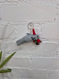 Felt Christmas Shark Keyring