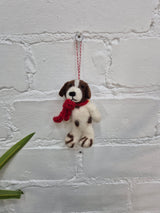 Felt Hanging Dog In Scarf