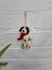 Felt Hanging Dog In Scarf